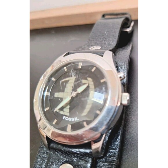 Y2K Mens Fossil Big Tic Watch Two Hands Analog Digital Seconds 2 New Batteries - Picture 6 of 6
